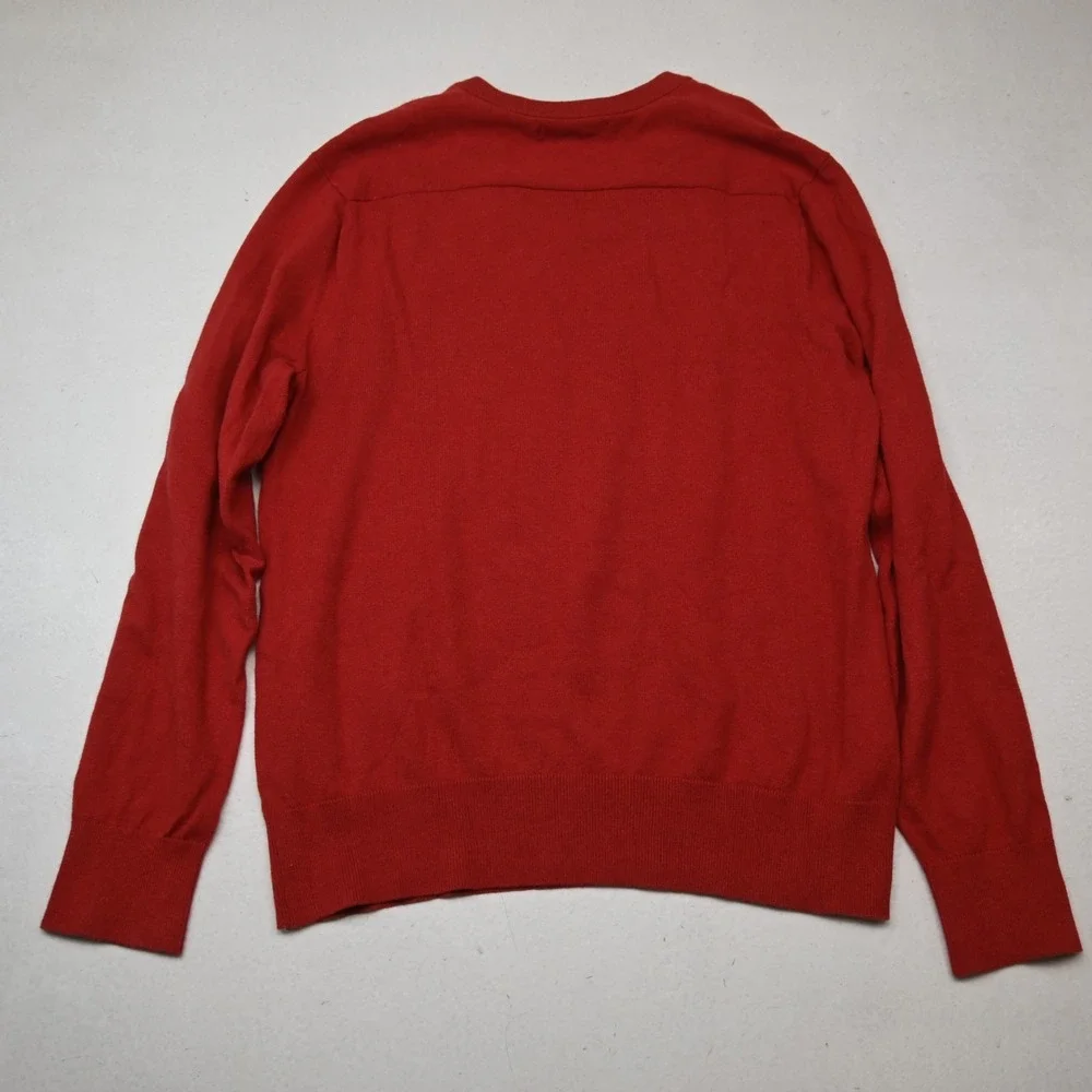NWT Banana Republic Pullover Mens M Red V Neck Cotton Cashmere V Neck
